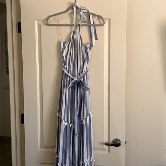 Blue and white striped halter maxi - Picture 2 of 5
